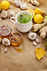 herbal tea and honey