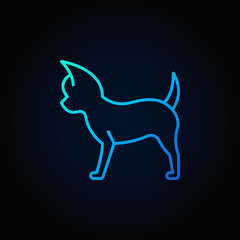 Small dog blue vector line icon