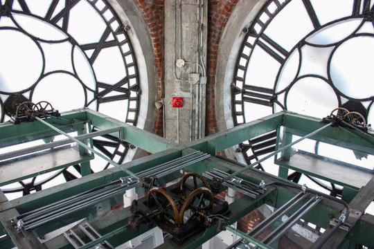 interior of an old clock tower