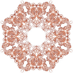 Vector ethnic mehndi circular pattern. Template for mehndi ornament. Hand drawn detailed outline pattern. Ornamental flowers set of indian style ornaments. Floral mehndi ornamental elements. Henna