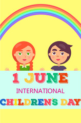 1 June International Day Poster with Two Kids