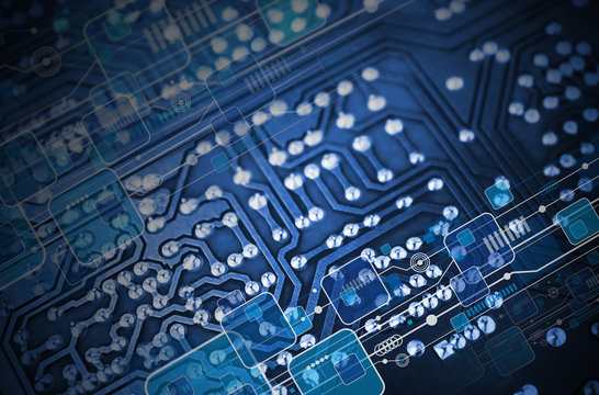 Technology blue circuit board background