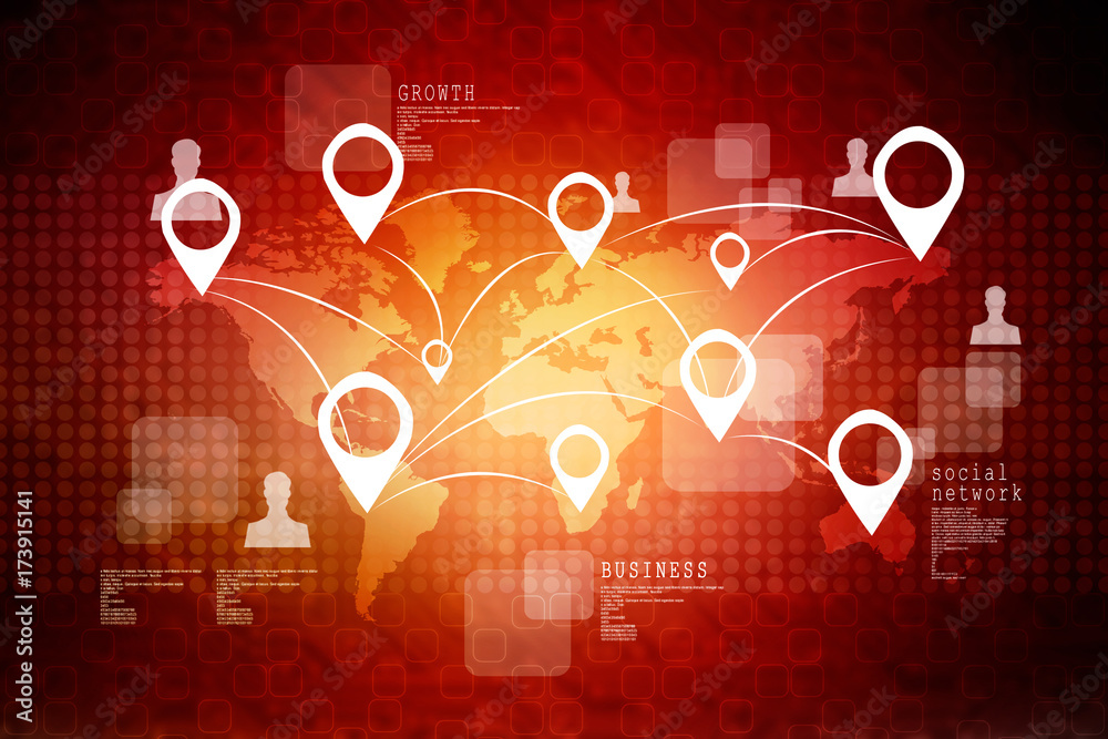 Aufkleber 2d rendering red map pointer