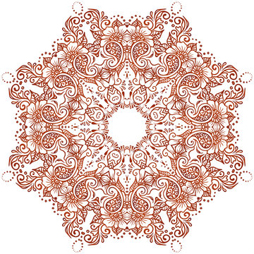 Vector ethnic mehndi circular pattern. Template for mehndi ornament. Hand drawn detailed outline pattern. Ornamental flowers set of indian style ornaments. Floral mehndi ornamental elements. Henna