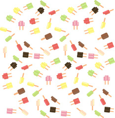 popcicle ice cream scatter on white background