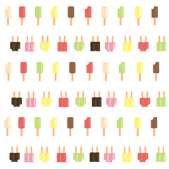 popcicle ice cream scatter on white background