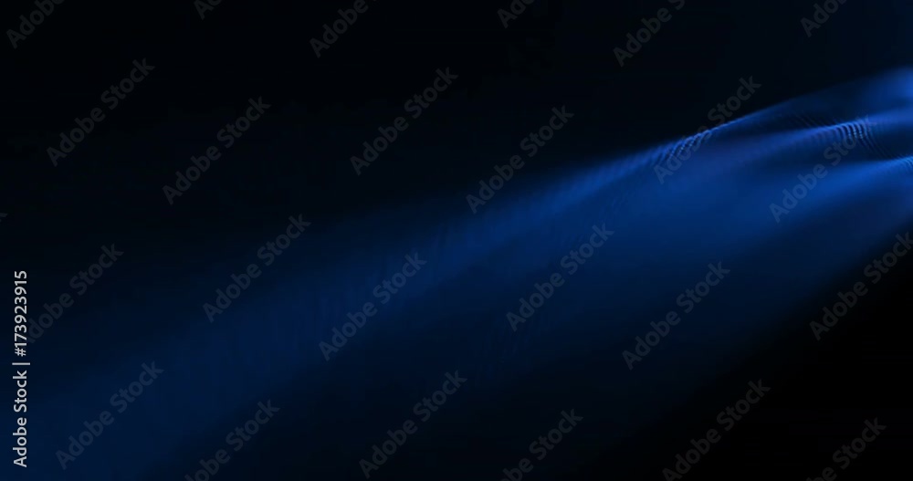 Poster 4k animated background loop with audio elements. 3d abstract digital wave of glowing particles and w