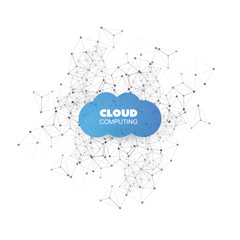 Cloud Computing Design Concept with Wireframe - Digital Network Connections, Technology Background