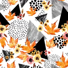Foto op Canvas Hand drawn falling leaf, doodle, water color, scribble textures for fall design © Tanya Syrytsyna