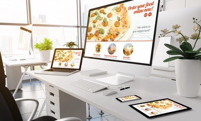 Modern order food online screen devices