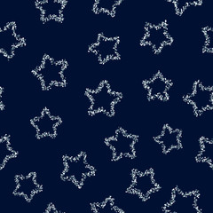 Silver glitter stars on dark background seamless pattern