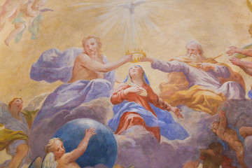 Fresko in San Gimignano - Heilige Dreifaltigkeit und Maria © jorisvo