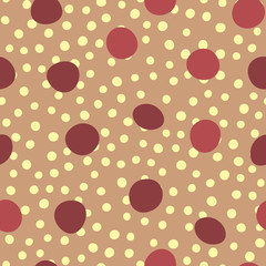 Randomly scattered round spots. Seamless pattern. Drawn by hand.