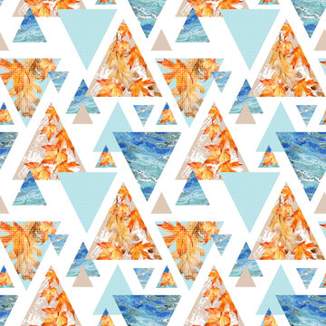 Fototapeta Abstract geometric background in retro vintage 80s 90s pop art.