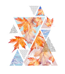 Abstract autumn geometric poster.