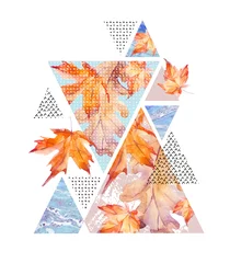 Vitrage gordijnen Grafische prints Abstract autumn geometric poster.