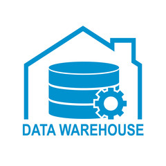 Data warehouse icon logo design. Vector illustration technology solution tend concept design.