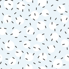 Abstract seamless Memphis pattern with circles and lines. Fashion 1980s - 1990s. Drawn by hand.