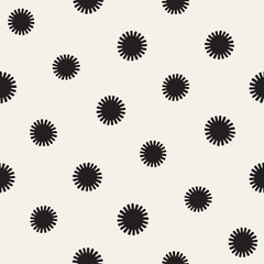 Vector seamless sunburst shapes freehand pattern. Abstract background with round brush strokes. Hand drawn texture