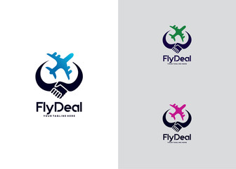 Fly Deal Travel Logo Template Design Vector, Emblem, Design Concept, Creative Symbol, Icon