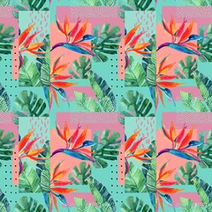 Plaid avec motif Impressions graphiques Abstract tropical summer design in minimal style.