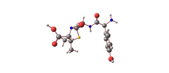 Amoxicillin molecular structure isolated on white