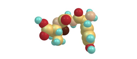 Amoxicillin molecular structure isolated on white