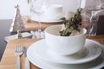 Christmas tble menu with lates and decoration