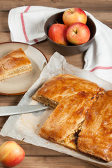 Homebaked Pie With Apple And Chocolate Parts.