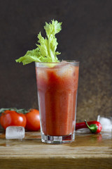Bloody Mary cocktail or simple tomato juce in a glass