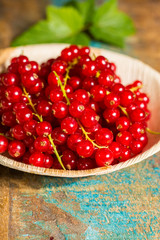 Fresh ripe red currant berries on the table
