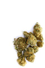 Marijuana buds isolated on a white background.