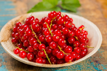 Fresh ripe red currant berries on the table