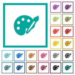 Paint kit flat color icons with quadrant frames