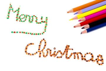 handwriting colorful pencil merry christmas and colorful pencil
