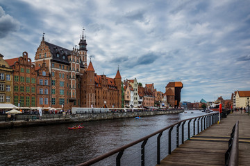 Obraz premium Old town and Motlawa river in Gdansk, Pomorze, Poland