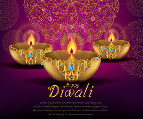 Abstract beautiful Happy Diwali on red background