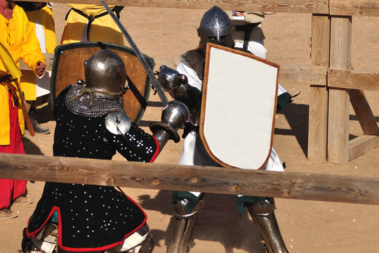 Medieval knights in combat