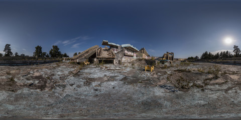 360 panoramic view of swimming  complex ruins 