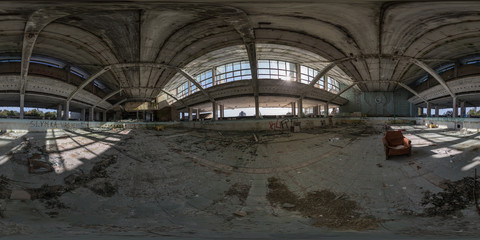 360 panoramic view of swimming  complex ruins 