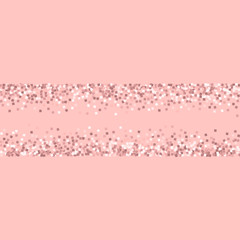 Pink gold glitter. Chaotic shape with pink gold glitter on pink background. Sublime Vector illustration.