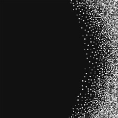 Silver glitter. Abstract right border with silver glitter on black background. Pleasant Vector illustration.