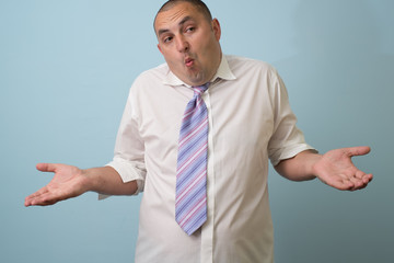 businessman spread his arms