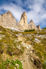 Fototapeta premium View at the rock South side of Tre Cime Mountains in Dolomites - Italy