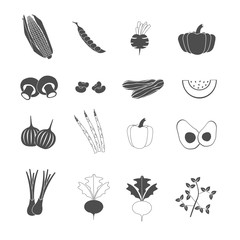 vegetable web icons set vector
