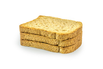 Organic, rustic toast isolated on white background. Clipping path included.