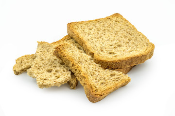 Organic, rustic toast isolated on white background. Clipping path included.