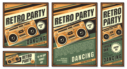 Vintage banner, retro party.