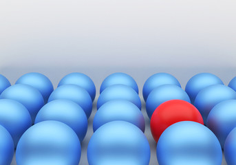 3D Rendering Hintergrund mit blauen und roter Kugel