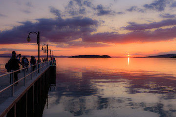 Obraz premium sunset over Lake in Umbria Italy